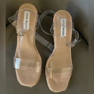 Steve Madden clear espadrille wedges.  Sz 7